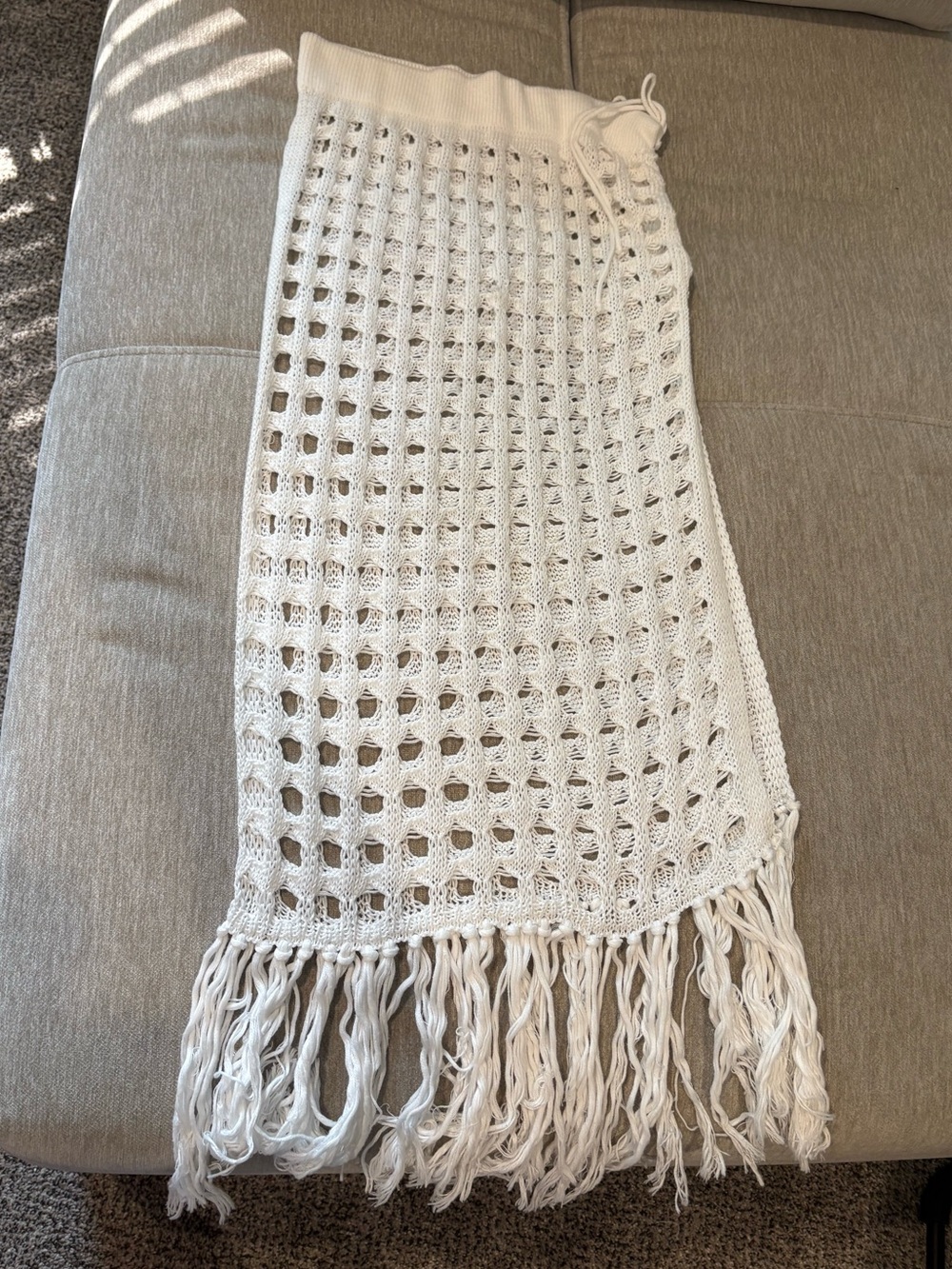 White Crochet Fringe Sarong